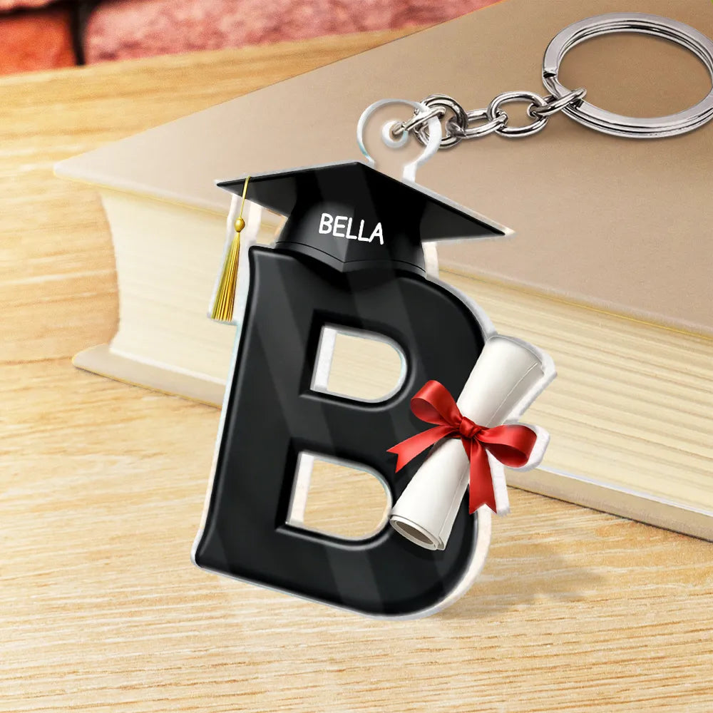 Gift For Boyfriend,Gift For Girlfriend,Gift For Yourself,Gift For Men,Gift For Women,Gift For Son,Gift For Sibling,Gift For Sisters,Gift For Brothers,Gift For Bestie,Graduation,Happy - Graduation Alphabet With Name - Personalized Acrylic Keychain