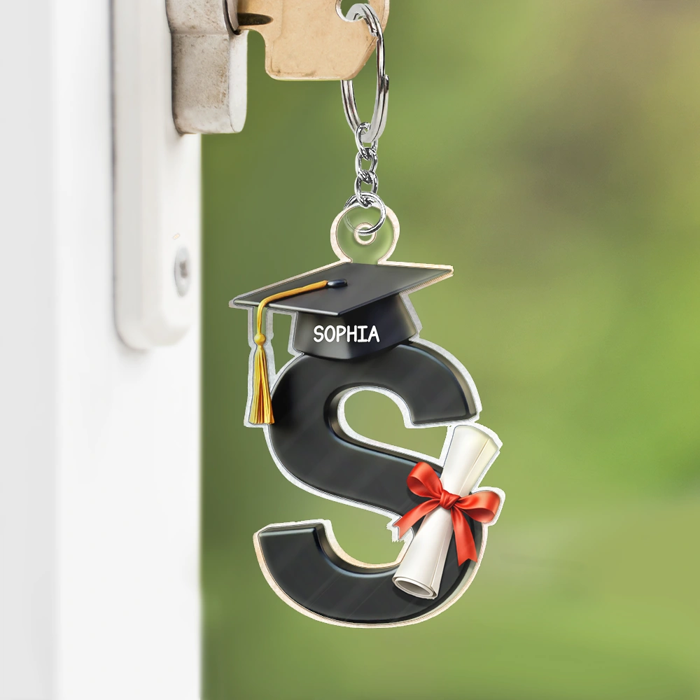 Gift For Boyfriend,Gift For Girlfriend,Gift For Yourself,Gift For Men,Gift For Women,Gift For Son,Gift For Sibling,Gift For Sisters,Gift For Brothers,Gift For Bestie,Graduation,Happy - Graduation Alphabet With Name - Personalized Acrylic Keychain