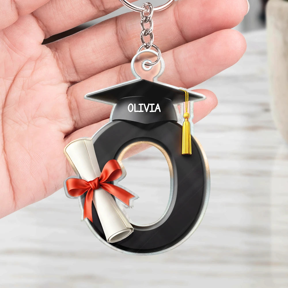 Gift For Boyfriend,Gift For Girlfriend,Gift For Yourself,Gift For Men,Gift For Women,Gift For Son,Gift For Sibling,Gift For Sisters,Gift For Brothers,Gift For Bestie,Graduation,Happy - Graduation Alphabet With Name - Personalized Acrylic Keychain