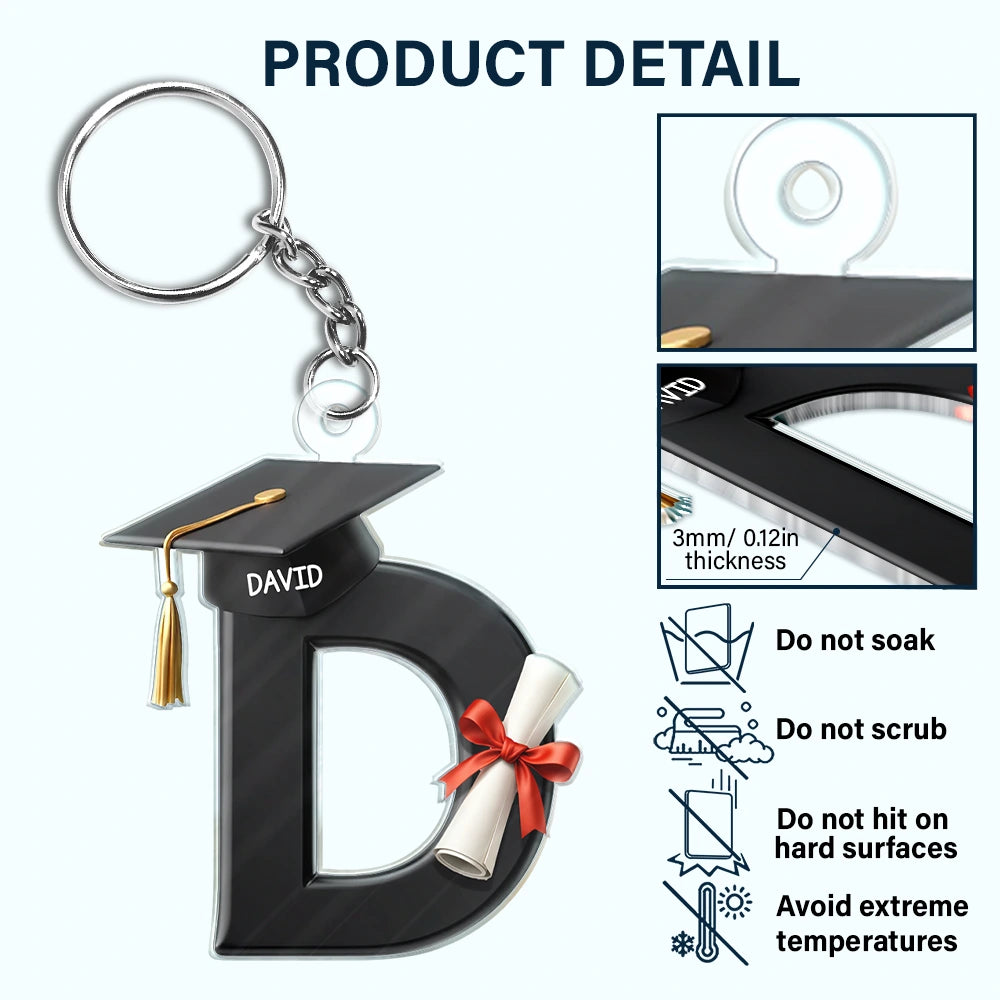 Gift For Boyfriend,Gift For Girlfriend,Gift For Yourself,Gift For Men,Gift For Women,Gift For Son,Gift For Sibling,Gift For Sisters,Gift For Brothers,Gift For Bestie,Graduation,Happy - Graduation Alphabet With Name - Personalized Acrylic Keychain