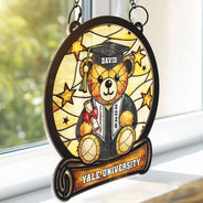 Graduation,Gift For Kids,Gift For Daughter,Gift For Son,Gift For Sibling,Gift For Sisters,Gift For Brothers,Gift For Bestie,Happy,Icon - Graduation Bear - Personalized Window Hanging Suncatcher Ornament