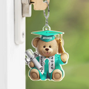 Graduation,Happy - Graduation Bear 3D Effect - Personalized Acrylic Keychain