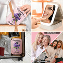 Graduation,Happy,Gift For Yourself,Gift For Women,Gift For Daughter,Gift For Sisters,Gift For Sibling,Gift For Bestie - Graduation Birth Flower Bouquet - Personalized Makeup Box With LED Mirror
