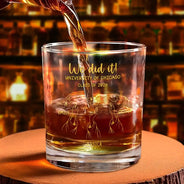Gift For Bestie,Graduation,Happy,Icon - Graduation Cap Toss Metal Engraved Effect - Personalized Whiskey Glass