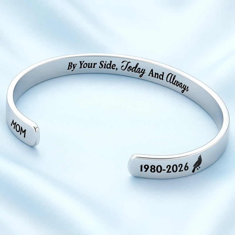 Memorial,Graduation,Sad,Gift For Yourself,Family,Icon - Graduation Walking Beside You Memorial - Personalized Bangle Bracelet Cuff