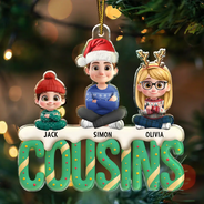Gift For Grandpa,Gift For Grandma,Gift For Grandparents,Happy,Parents,Christmas - Grandkids Christmas Tree Cake 3D Effect - Personalized Custom Shaped Acrylic Ornament