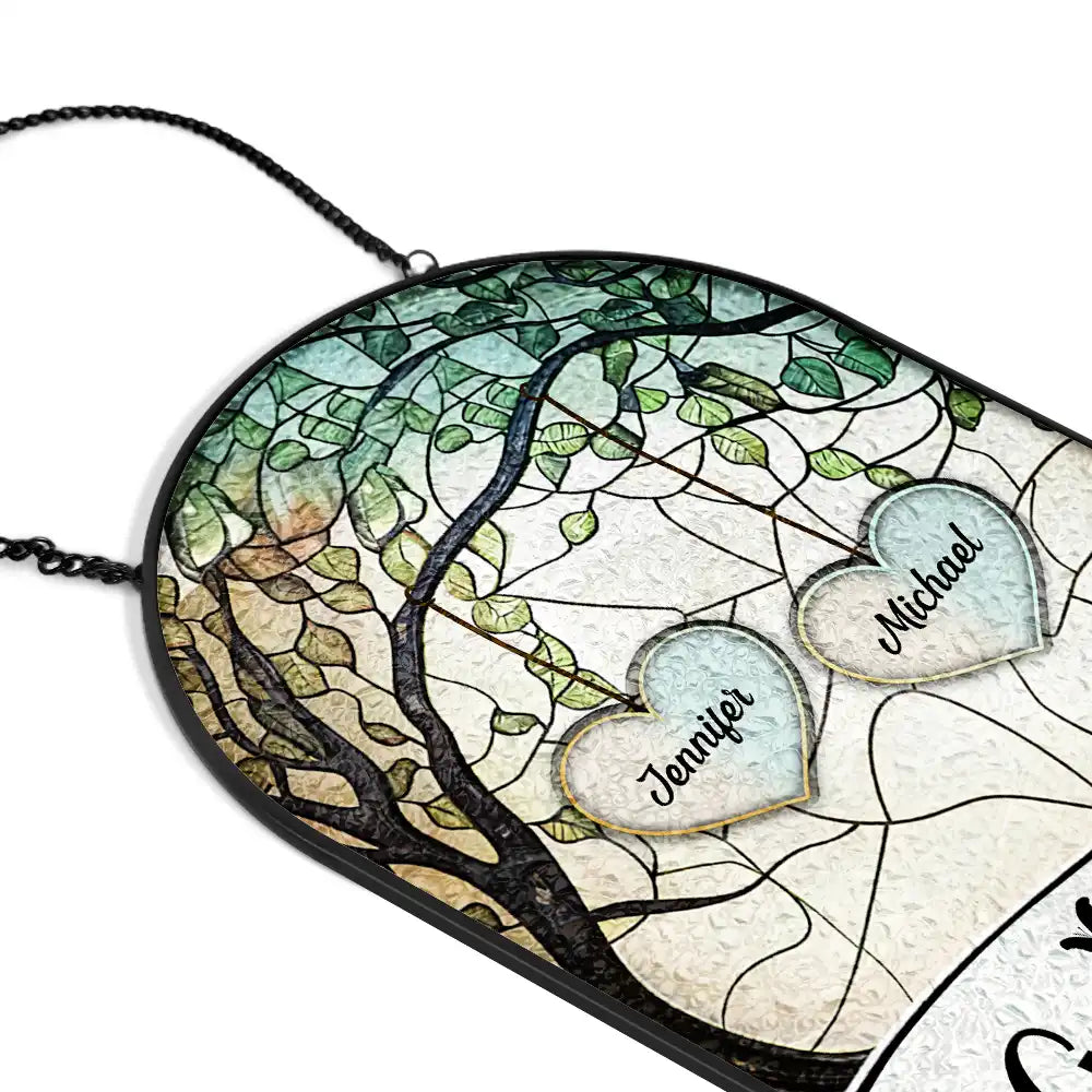 Happy,Gift For Husband,Gift For Wife,Parents,Gift For Grandpa,Gift For Mother,Gift For Father,Gift For Grandma,Gift For Grandparents - Grandkids Make Life More Grand - Personalized Rounded Rectangle Stained Glass Suncatcher