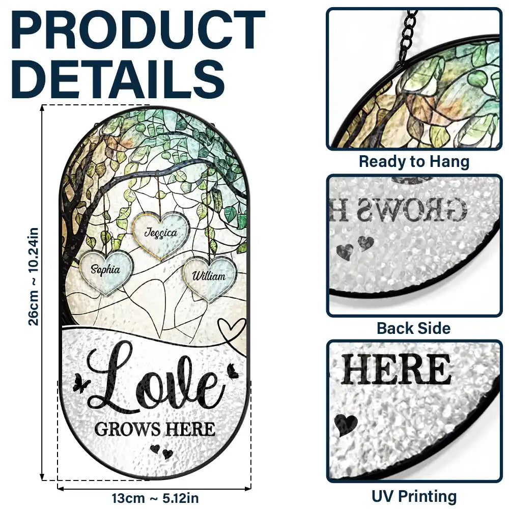 Happy,Gift For Husband,Gift For Wife,Parents,Gift For Grandpa,Gift For Mother,Gift For Father,Gift For Grandma,Gift For Grandparents - Grandkids Make Life More Grand - Personalized Rounded Rectangle Stained Glass Suncatcher