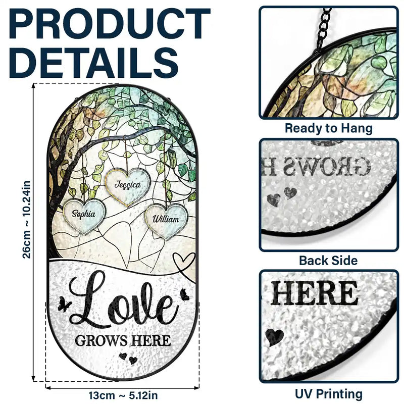 Happy,Gift For Husband,Gift For Wife,Parents,Gift For Grandpa,Gift For Mother,Gift For Father,Gift For Grandma,Gift For Grandparents - Grandkids Make Life More Grand - Personalized Rounded Rectangle Stained Glass Suncatcher