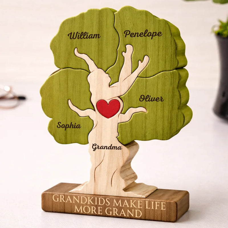 Gift For Grandpa,Gift For Grandma,Love,Gift For Grandkids - Grandkids Make Life Grand - Personalized Custom Shaped Wooden Puzzle