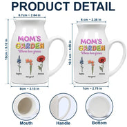 Gift For Grandma,Love,Happy - Grandma Garden Where Love Grow 3D Effect Birth Flower - Personalized Ceramic Flower Vase