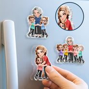 Gift For Grandma, Gift For Grandkids, Grandma - Grandkids, Gift For Grandchildren, Top Market, Cozy, Vector - Grandma Grandkids Mom - Personalized Acrylic Magnet