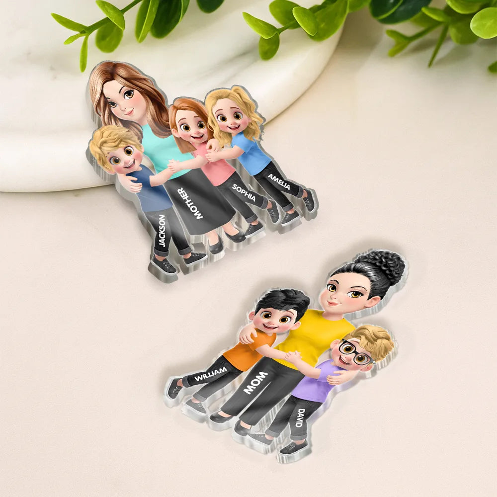 Gift For Grandma, Gift For Grandkids, Grandma - Grandkids, Gift For Grandchildren, Top Market, Cozy, Vector - Grandma Grandkids Mom - Personalized Acrylic Magnet
