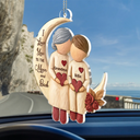 Gift For Grandma, Grandma - Grandkids, Love - Grandma Grandkids Sitting On The Moon - Personalized Acrylic Car Hanger