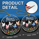 Grandma,Grandkids,Gift For Grandkids,Gift For Grandma,Top Market,Love,Christmas -  Grandma Kisses Crystal Effect Butterflies - Personalized Circle Glass Ornament