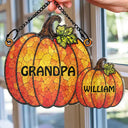 Adorable,Grandpa - Grandkids,Gift For Grandkids,Gift For Grandpa,Icon - Grandma Little Pumpkins - Personalized Window Hanging Suncatcher Ornament