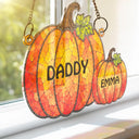 Adorable,Grandpa - Grandkids,Gift For Grandkids,Gift For Grandpa,Icon - Grandma Little Pumpkins - Personalized Window Hanging Suncatcher Ornament