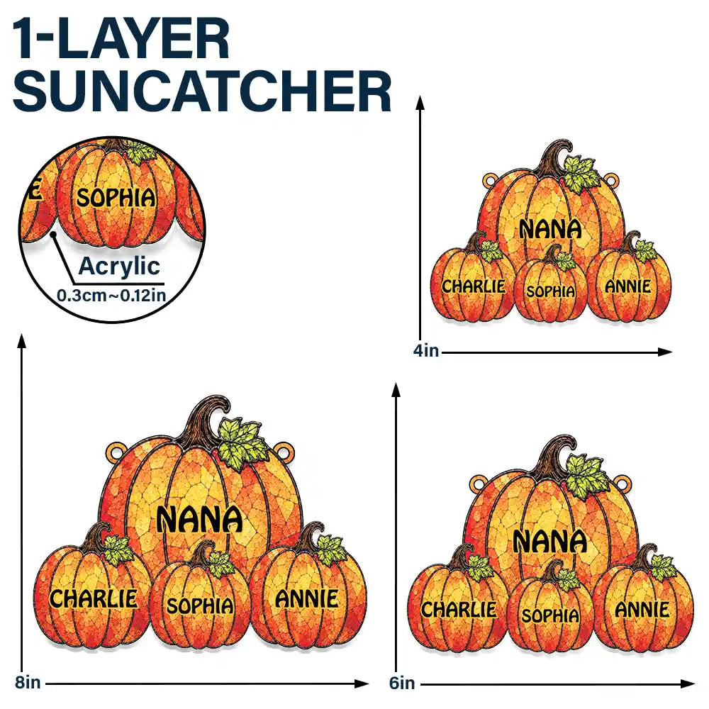Adorable,Grandpa - Grandkids,Gift For Grandkids,Gift For Grandpa,Icon - Grandma Little Pumpkins - Personalized Window Hanging Suncatcher Ornament