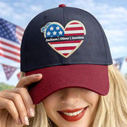 Gift For Mother, Gift For Grandma, Love, Independence Day - Grandma Mom American Heart - Personalized Embroidered Two Tone Cap
