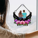 Gift For Yourself, Gift For Women, Gift For Mother, Mom - Daughters (Adult), Mom - Daughters (Young), Mom - Sons, Mom - Children, Gift For Grandma, Grandma - Grandkids, Love, Afro Mom - Grandma Mom And Children Sitting On Floral Moon - Personalized Window Hanging Suncatcher Ornament