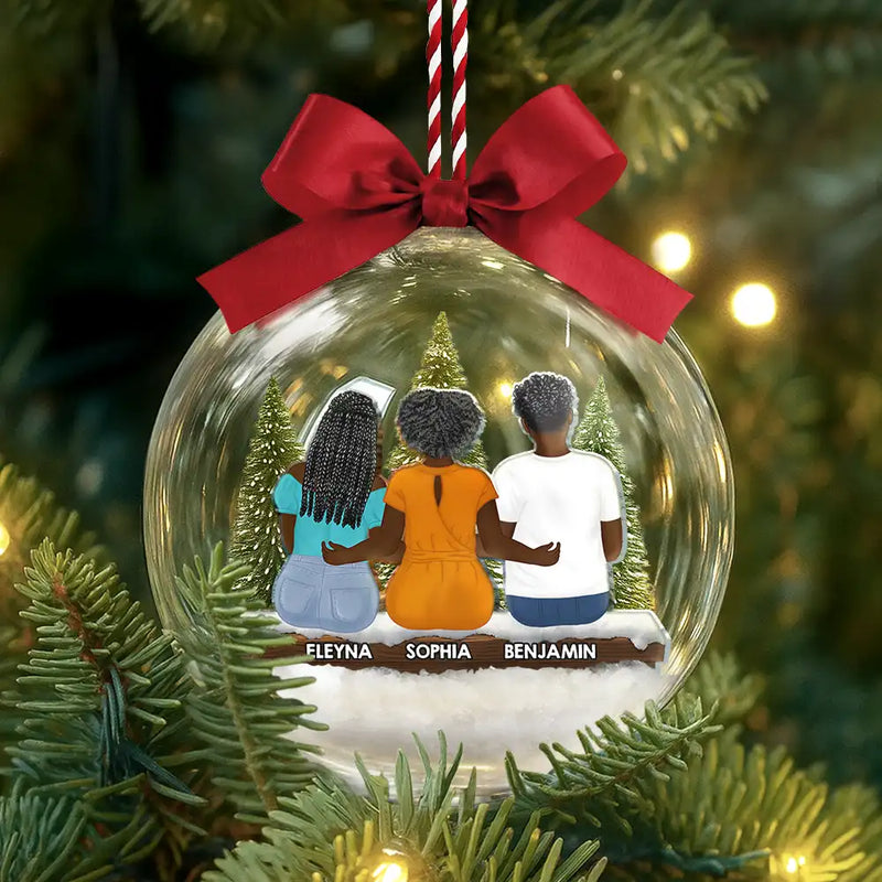 Christmas, Gift For Grandpa, Love, Gift For Mother - Grandma Mom And Children Together - Personalized 3D Acrylic Ball Ornament