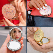 Gift For Grandma,Gift For Mother,Love,Happy - Grandma Mom Birth Flower Blooming In Love - Personalized Compact Mirror