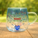 Gift For Grandma, Gift For Mother, Love, Happy - Grandma Mom Birth Flower Blooming In Love - Personalized Gradient Glass Mug