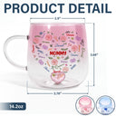Gift For Grandma, Gift For Mother, Love, Happy - Grandma Mom Birth Flower Blooming In Love - Personalized Gradient Glass Mug