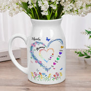Gift For Wife,Gift For Women,Gift For Mother,Gift For Grandma,Love,Happy - Grandma Mom Crystal Sweathearts - Personalized Ceramic Flower Vase