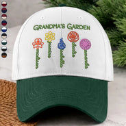 Gift For Mother,Gift For Grandma,Love - Grandma Mom Garden Birth Flowers - Personalized Embroidered Two Tone Cap