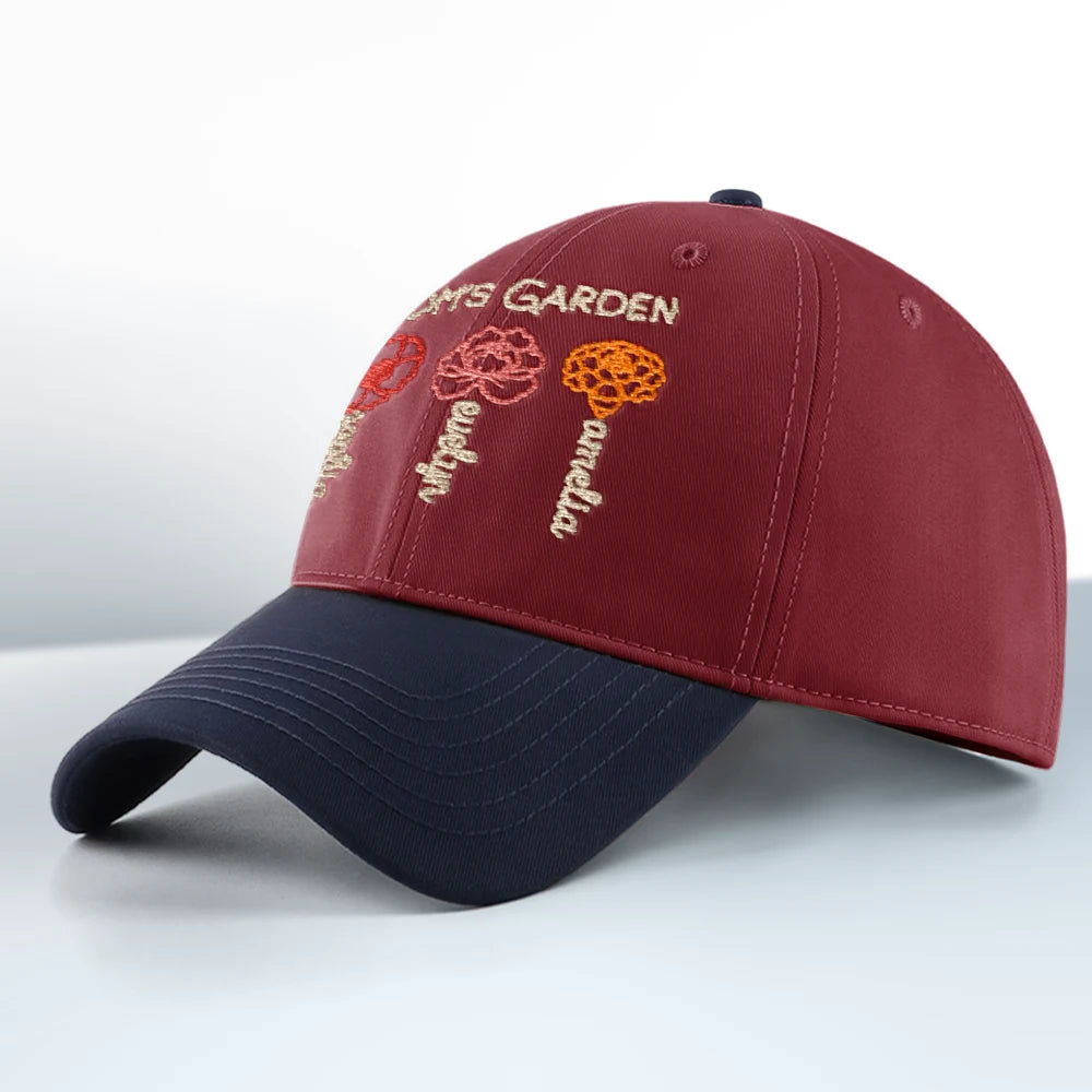Gift For Mother,Gift For Grandma,Love - Grandma Mom Garden Birth Flowers - Personalized Embroidered Two Tone Cap
