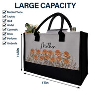 Gift For Grandma,Love,Gift For Mother,Gift For Wife - Grandma Mom Nanny Birth Flower - Personalized Canvas Tote Bag
