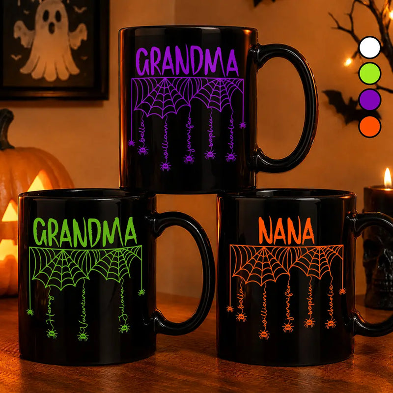 Grandma Mom Spooky Kid Name - Personalized Black Mug