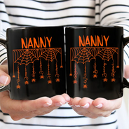 Adorable,Gift For Grandma,Halloween,Icon - Grandma Spooky Halloween Kid's Name - Personalized Black Mug