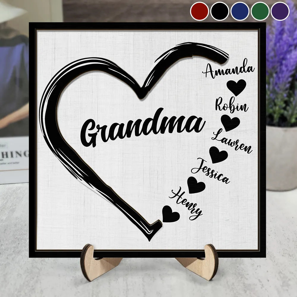 Grandma Mom Sweethearts - Personalized 2-Layered Wooden Plaque With Stand