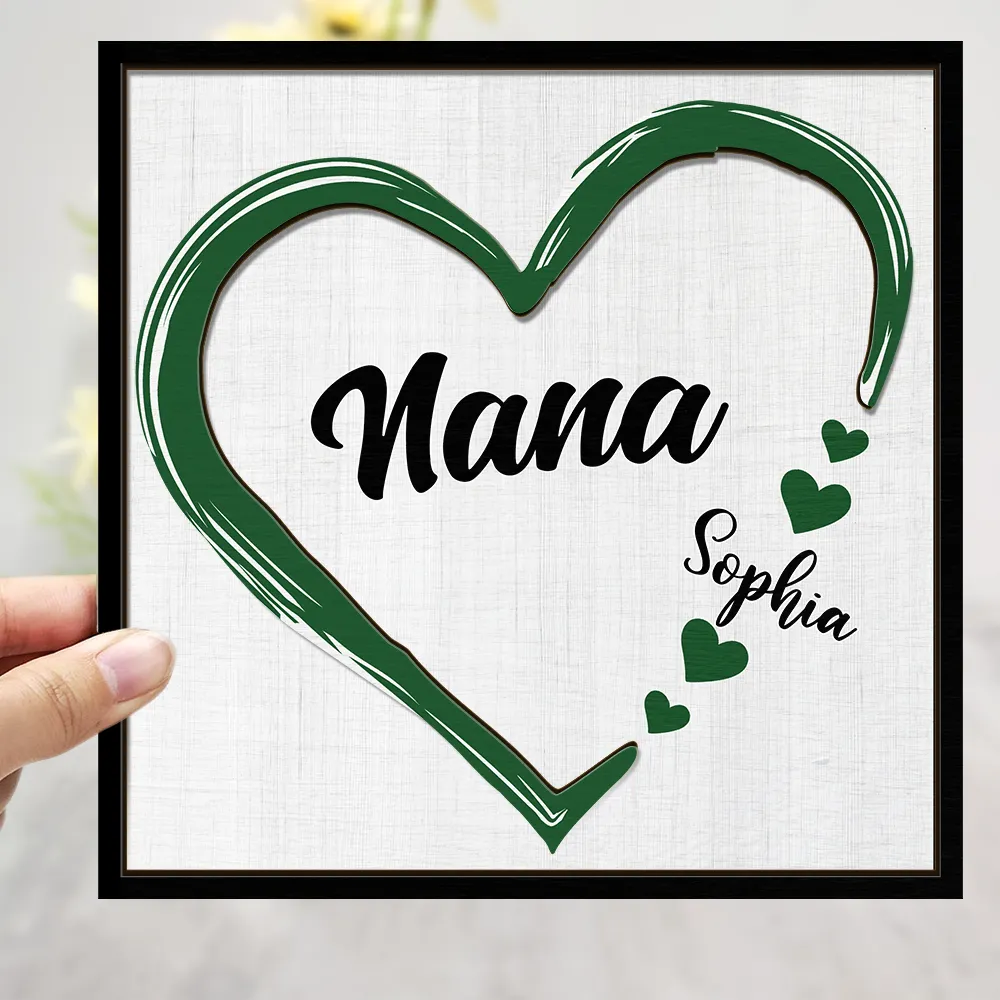 Gift For Mother,Gift For Grandma,Happy - Grandma Mom Sweethearts - Personalized 2-Layered Wooden Plaque With Stand