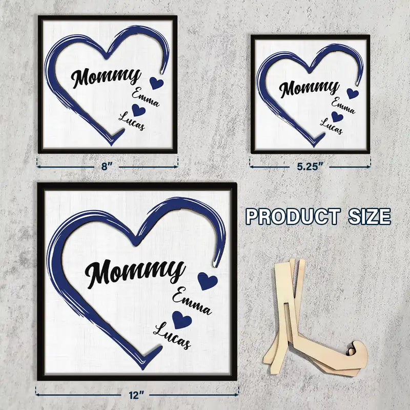 Gift For Mother,Gift For Grandma,Happy - Grandma Mom Sweethearts - Personalized 2-Layered Wooden Plaque With Stand