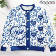 Gift For Mother,Gift For Grandma,Love - Grandma Mom Toile De Jouy - Personalized Cardigan