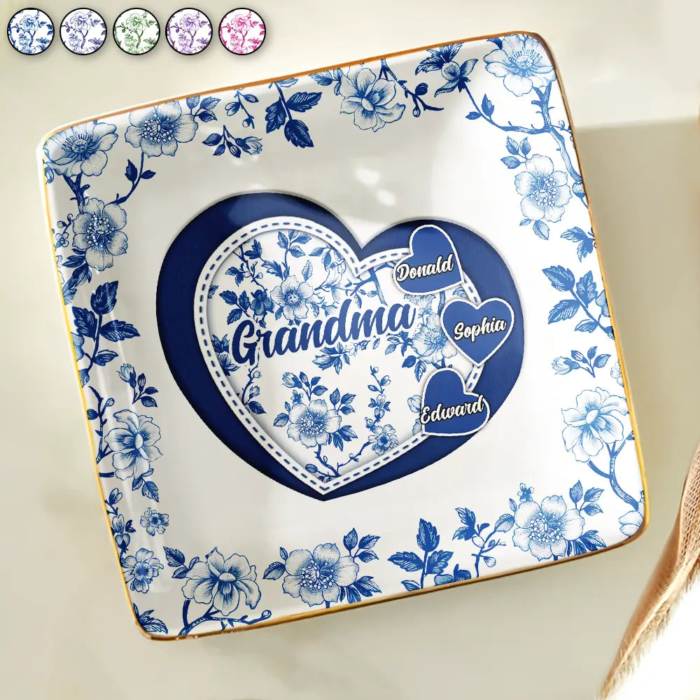 Grandma Mom Toile De Jouy - Personalized Ring Dish