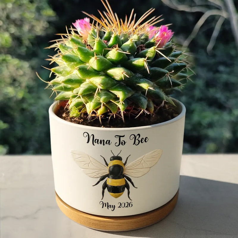 New baby,New Mom,Gift For Grandma,Gift For Mother,Happy - Grandma Mommy To Bee Pregnancy Annoucement - Personalized Ceramic Plant Pot