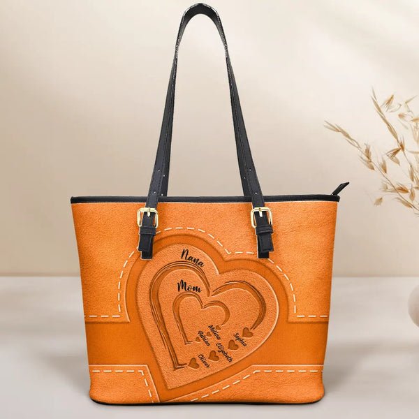 Gift For Mother,Gift For Grandma,Love - Grandma Mommy's Little Sweethearts - Personalized Leather Tote Bag