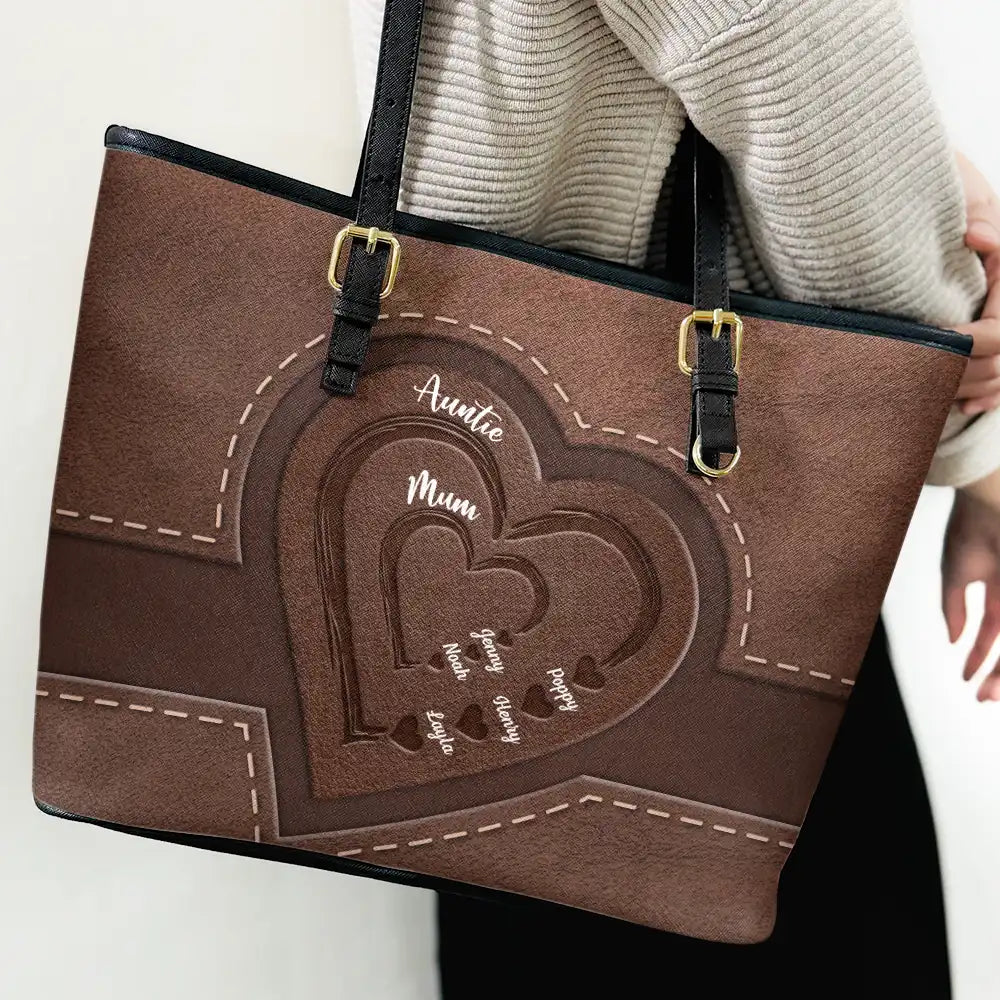 Gift For Mother,Gift For Grandma,Love - Grandma Mommy's Little Sweethearts - Personalized Leather Tote Bag