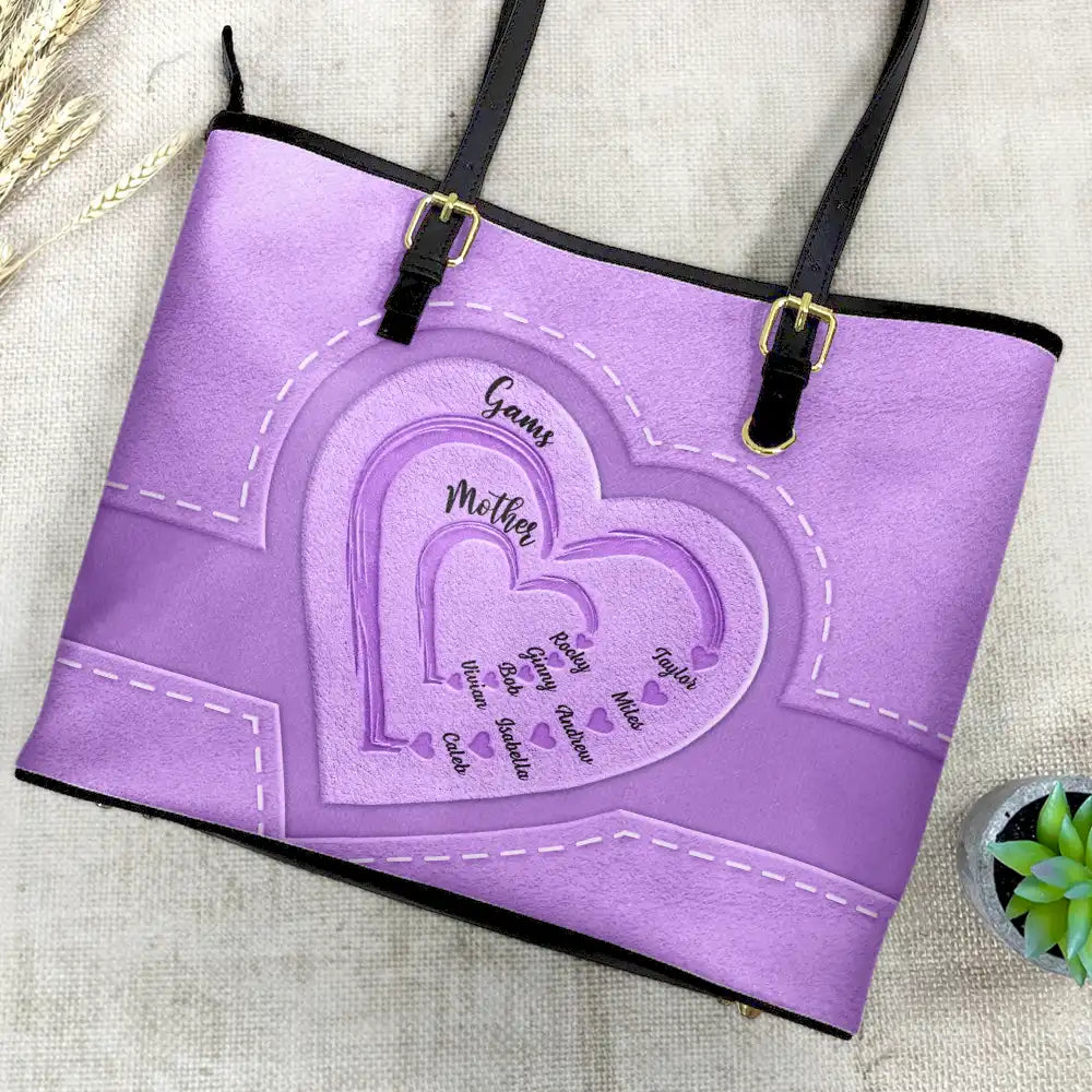 Gift For Mother,Gift For Grandma,Love - Grandma Mommy's Little Sweethearts - Personalized Leather Tote Bag