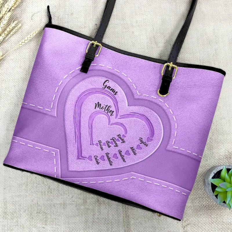 Gift For Mother,Gift For Grandma,Love - Grandma Mommy's Little Sweethearts - Personalized Leather Tote Bag