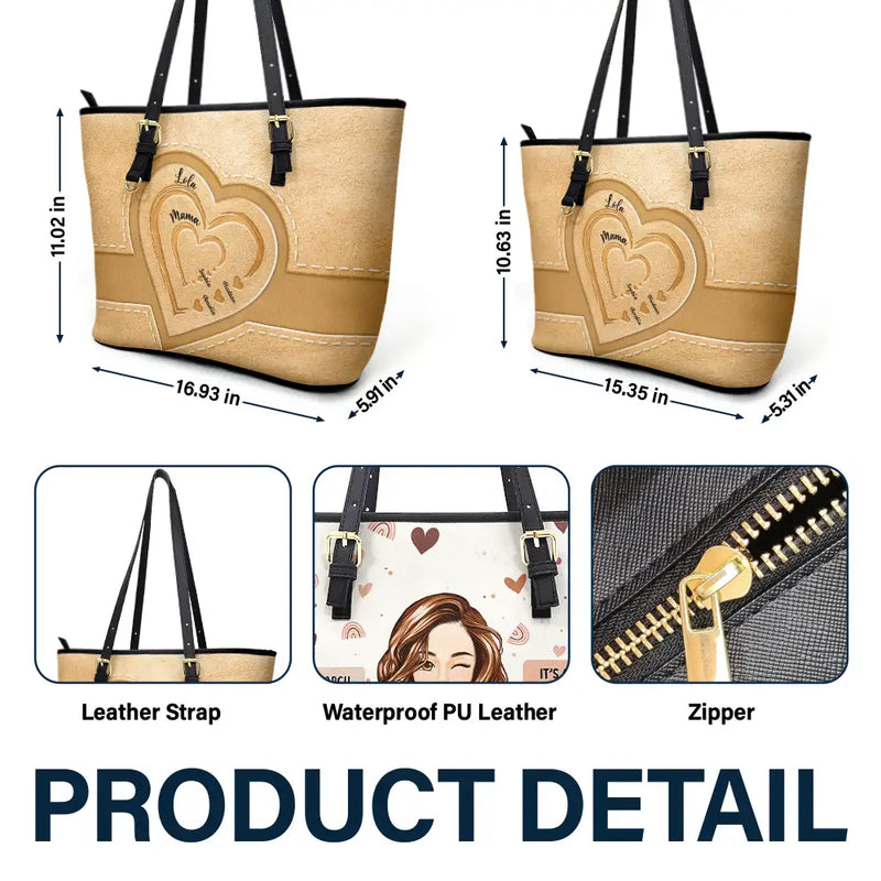 Gift For Mother,Gift For Grandma,Love - Grandma Mommy's Little Sweethearts - Personalized Leather Tote Bag