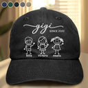 Gift For Grandma,Grandma,Grandkids,Happy - Grandma Nana Gigi Since - Personalized Vintage Washed Denim Cap