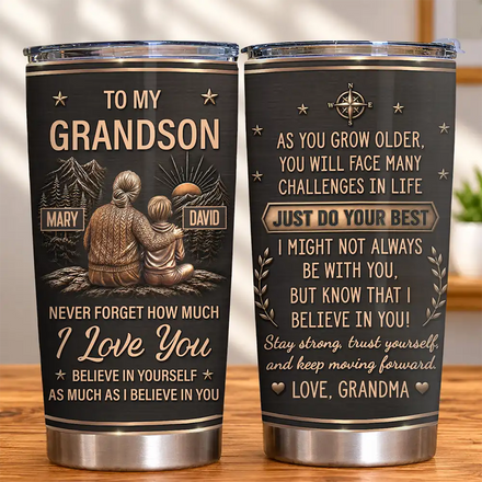Grandma & Granddaughter Grandson Just Do Your Best - Personalized Tumbler