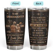 Gift For Grandkids,Inspirational,Gift For Granddaughter,Vector - Grandma & Granddaughter Grandson Just Do Your Best - Personalized Tumbler
