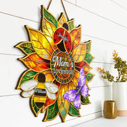 Gardening,Gift For Grandma,Grandma's Hobby,Happy - Grandma's Love Bugs Stained Glass Effect - Personalized Custom Shaped Wood Sign