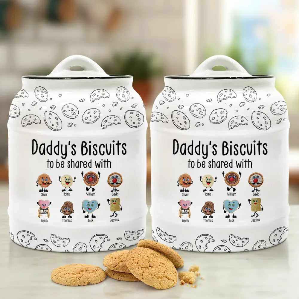Gift For Mother,Gift For Grandma,Happy,Gift For Grandpa,Gift For Father - Grandma's Biscuits To Be Shared With The Grandkids - Personalized Cookie Jar